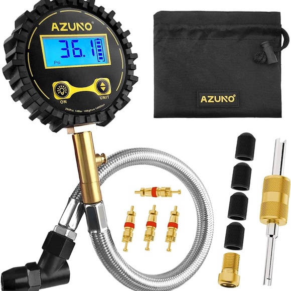 Digital Tire🛞Pressure Gauge w 12''Steel Hose -150 PSI- for Car🚗 &  Bike🚲 - Picture 1 of 8